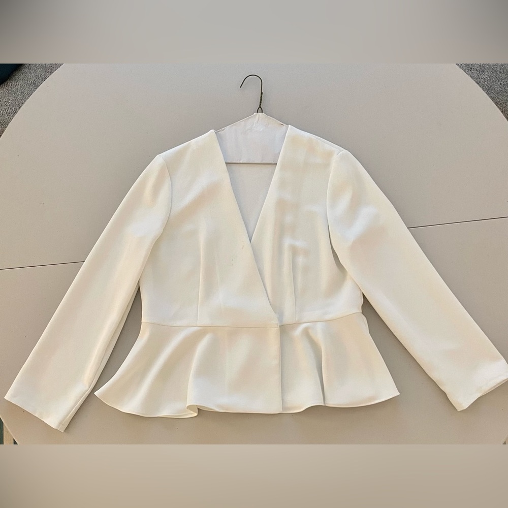 Topshop - White Peplum Blazer/Top - Size 8
